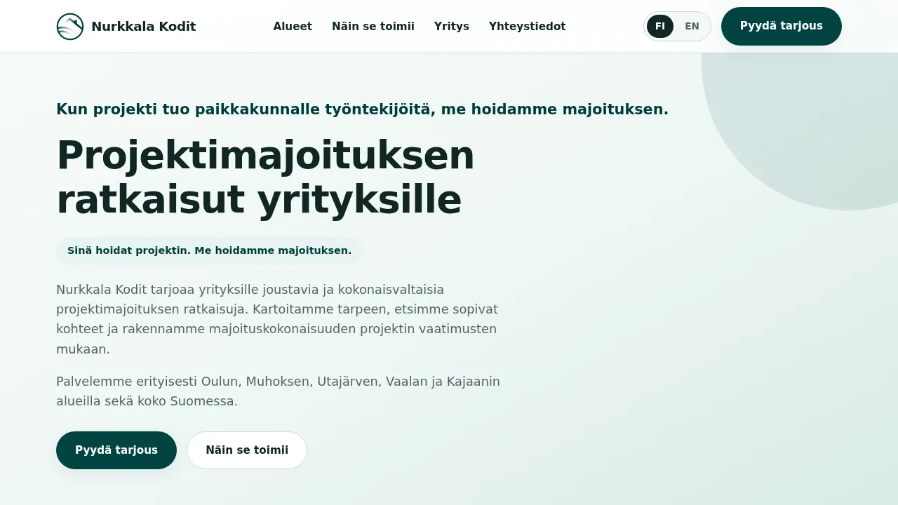 Kuvakaappaus Nurkkala Kodit Oy:n verkkosivustosta.